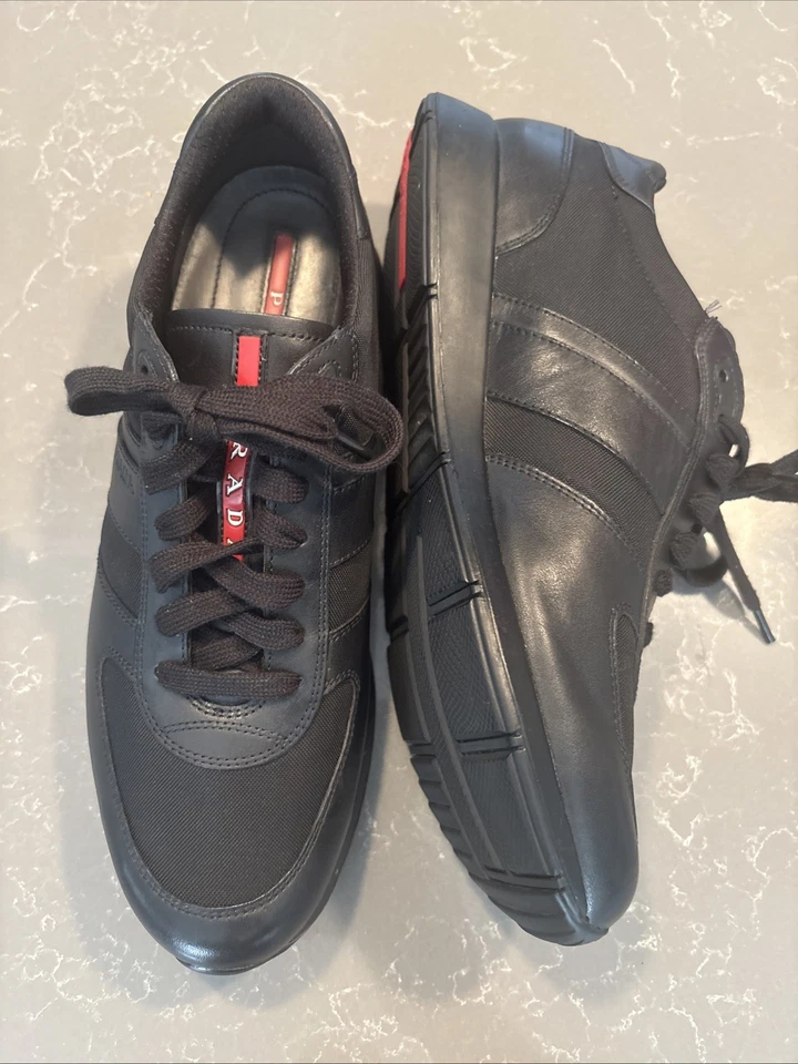 Черные мужские кожаные туфли Prada на шнуровке размер Prada 8 - Изображение 4 из 4