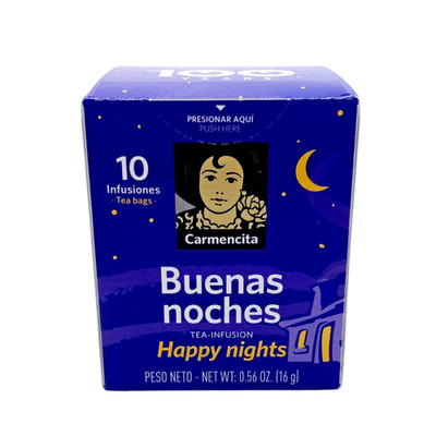 Carmencita Happy Nights Herbal Tea Relaxing Bedtime Blend 10 Tea Bags
