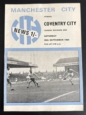 Manchester  City v Coventry City    20-9-1969    FREE POSTAGE