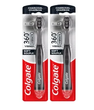 360 Vibrate Charcoal Battery Operated Toothbrush 2 Pack