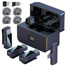 4 Wireless Lavalier Microphone for iPhone Android Phone PC, Pro Lapel Mic Sys...