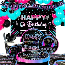 Tik Tok Party Decoration Music Party Supplies Balloons Tableware Tablecloth
