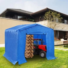 Blue Storage Shed 8' x 8' x 8' Shed Outdoor Yard Storage Shed with Metal Frame
