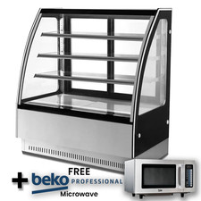 Patisserie Display Fridge Deli Cake Glass Chilled Square Curved Showcase 180c...