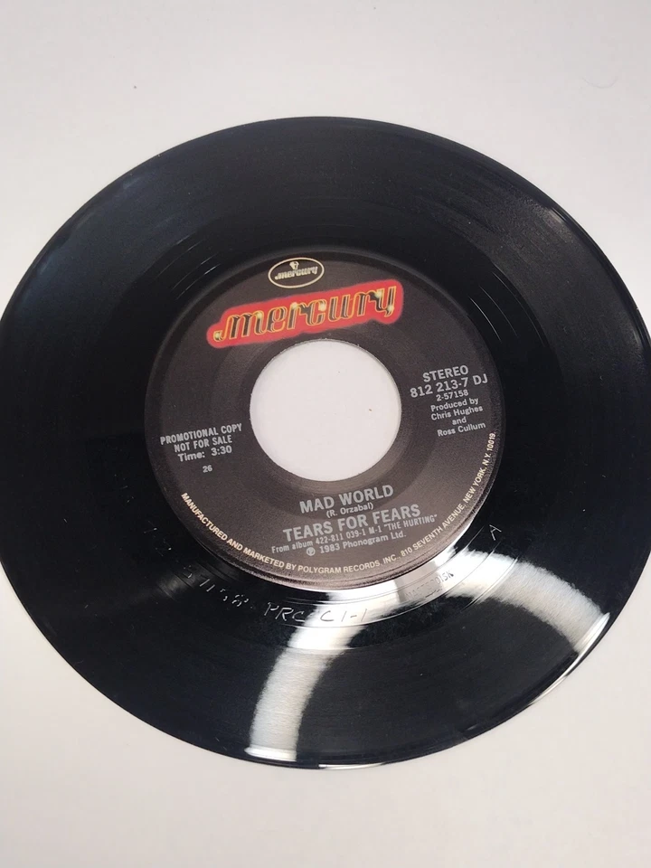 Tears For Fears - Mad World 7" Blue Promo Vinyl Record w/Pic Sleeve 1983 Nice - Image 2 of 4