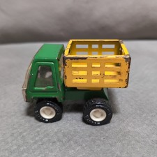Vintage 1980s Buddy L Pressed Steel Farm Dump Truck Yellow  Green Metal
