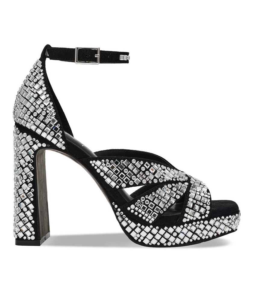 New.! Wild Pair Lydia’s Dress Rhinestones Platform Sandals Sz 8M Strap Gorgeous - Image 4 of 4