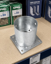 Gust Alberts 211707 Galvanised Post Base Anchor 101mm Round Square Timber Suppor