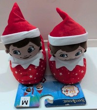 Elf on the Shelf Plush Slippers Red White Stars Size M 7-8 Cozy Holiday NEW
