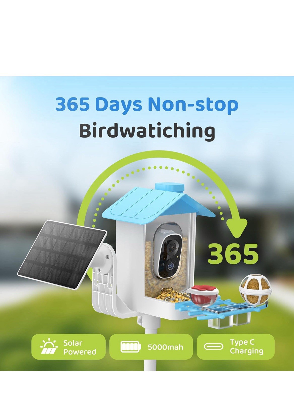 New Open Box-HARYMOR Bird Feeder Camera AI Identify Bird Species Solar Panel Sma