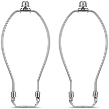 9 Inch Lampshade Harp Kit with Solid Lamp Finial Caps, 2 Set [Heavy Duty] Lamp