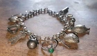 1940s Sterling Silver Charm Bracelet–Puffy Heart, Quiver, Navajo Ring, Turtle