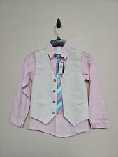 NWT VAN HEUSEN Boy's Set Shirt/Tie/Vest 3 Piece Long Sleeve Cotton Blend.Size 8R