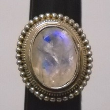 Rainbow Moonstone Sterling Silver 925 Ring Healing Reiki Adjustable Jewelry 231