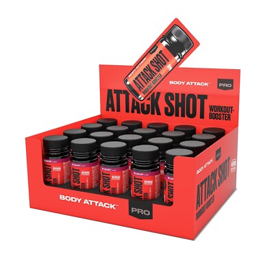 Body Attack Attack Shot 20 x 60 ml Booste Pre Workout 1200ml  (35,12 /Kg)