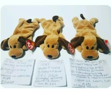 Ty Beanie Babies Bones Dogs  93/94 PVC Pellets Mint Condition MANY Errors LOT3
