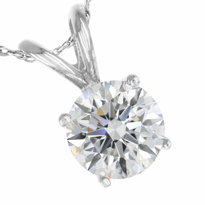 Lab Grown Diamond Solitär Anhänger in 14k Weiß- oder Gelbgold GH VS