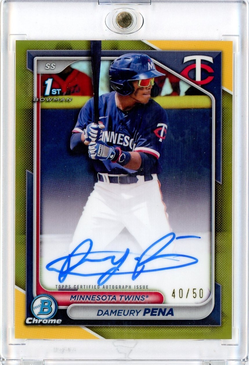 2024 Bowman Chrome Dameury Pena Auto Gold Refractor /50 1st CPA-DPE Twins MLB