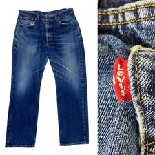 Levis Vintage 753 Jeans 34/30 Distressed Blau Denim Bequemer Gerade Bein Levi's