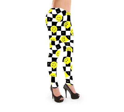 Funny Crazy Melt Happy Faces Geometry Mono Checker Board