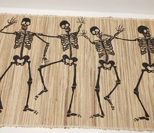 Halloween Table Runner Dancing Skeletons Wood 72.5"
