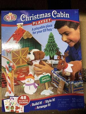 Elf on the Shelf Pets Christmas Cabin Playset Deer St. Bernard NEW in Box