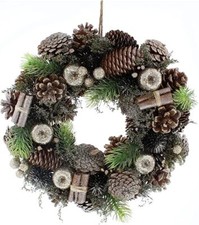 Festive 30cm Gold & Silver Bauble Wreath in Box P034448