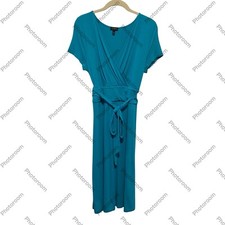 Talbots Teal Blue Green Short Sleeved Knit Surplice V Neck Midi Dress Medium