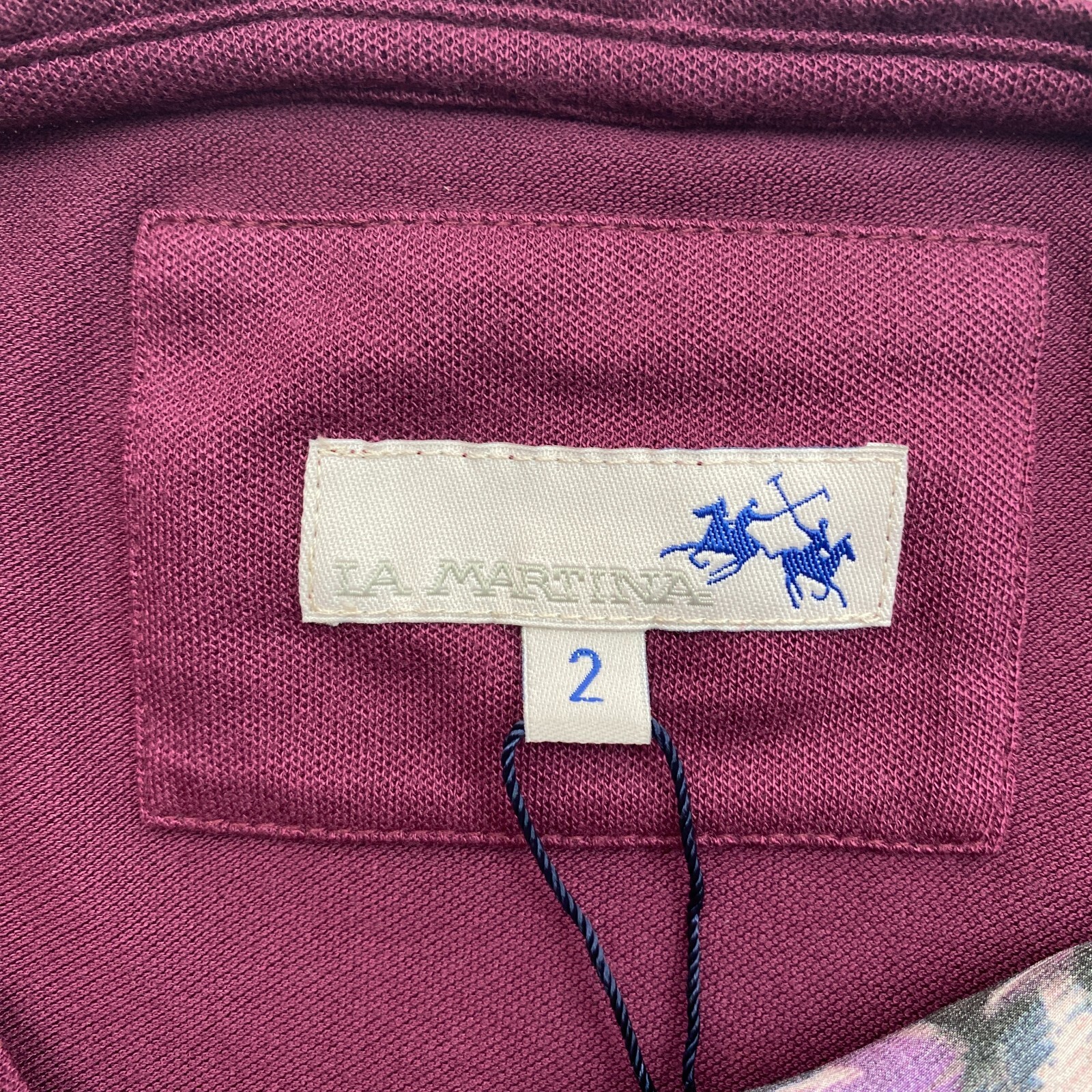 LA MARTINA Women Purple Crew Neck Printed Silk Satin Blouse Size 2 / S image 4