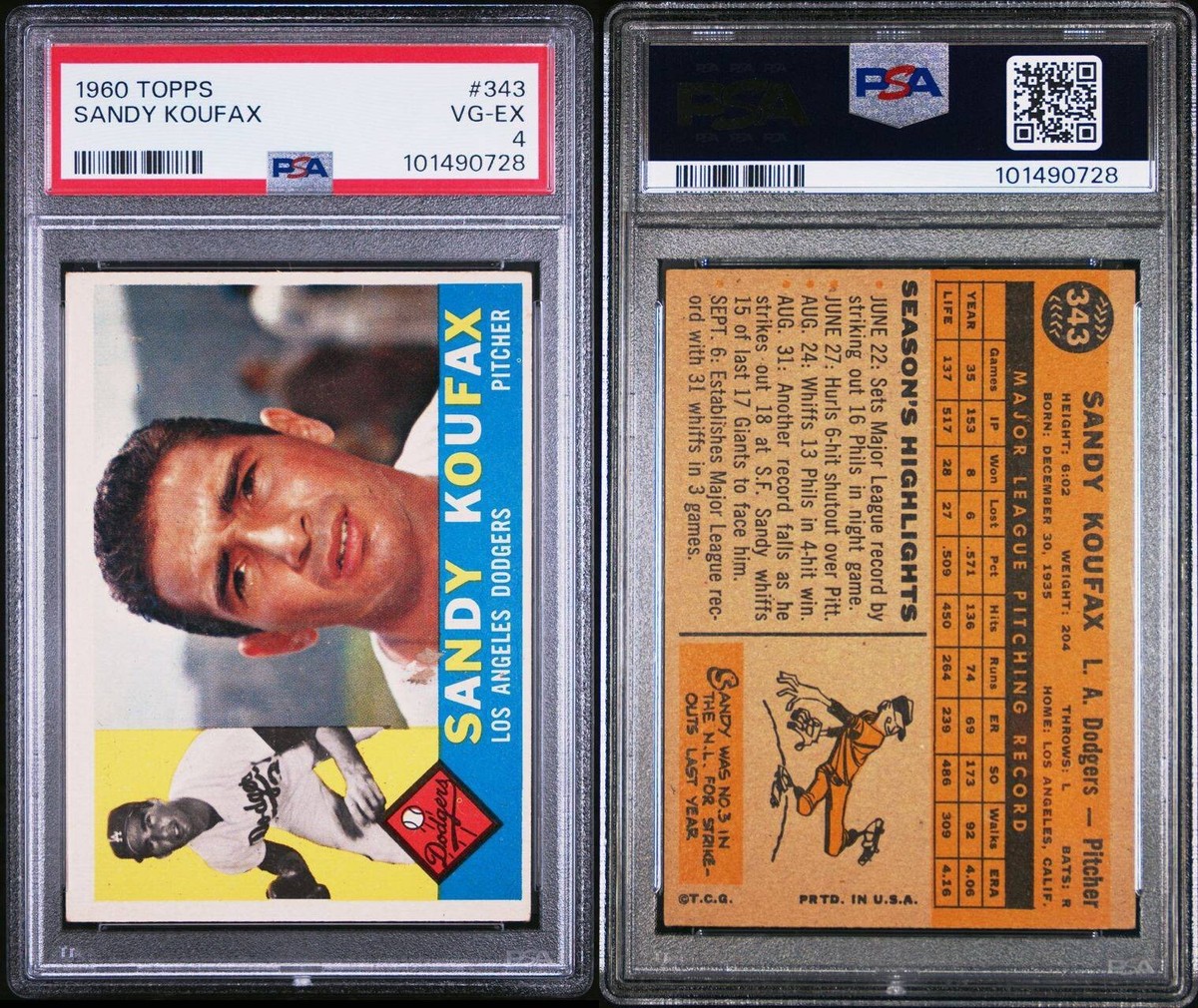 1960 Topps Card # 343 Sandy Koufax. PSA 4 | eBay
