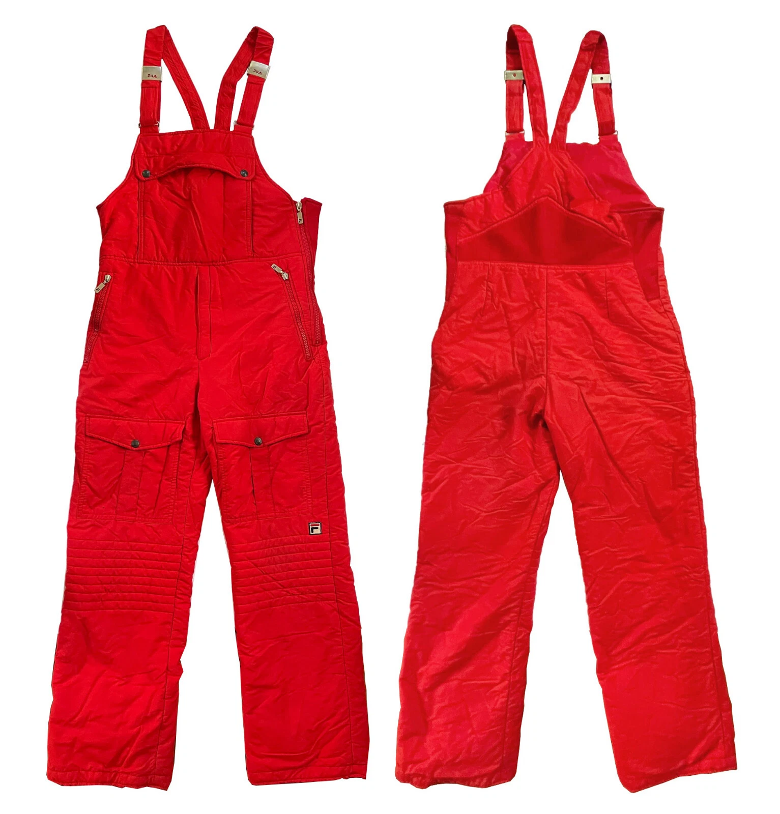 FILA Vintage Ski Overalls Bib Snow Pants Red Ski Pants Unisex 34 Made In Italy