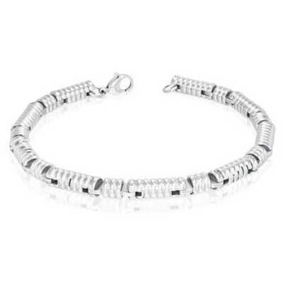 Stainless Steel Multi Section Tube Link Chain Mens Bracelet