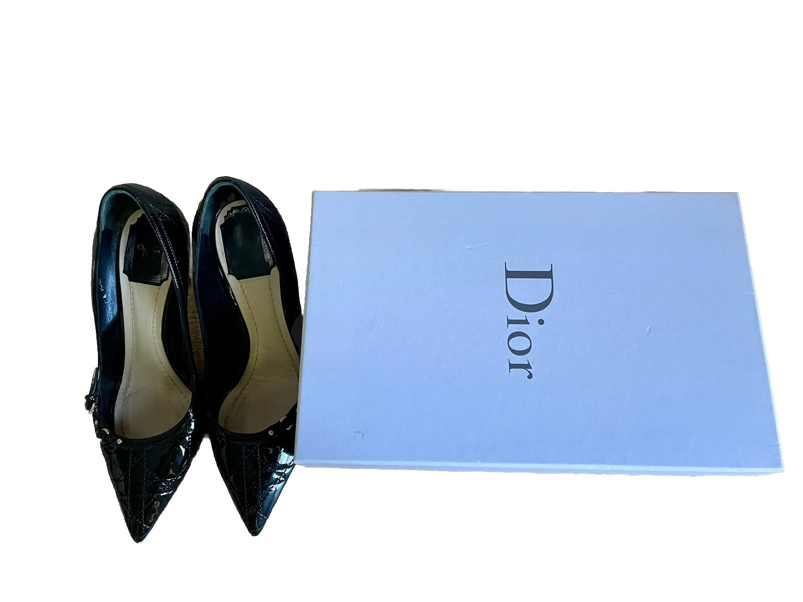Escarpins d'occasion pour femmes Dior US 8 EU 38 cuir verni noir bout pointu talon haut