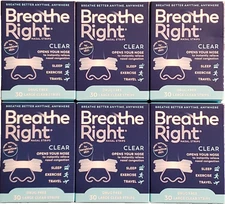 180 BREATHE RIGHT NASAL STRIPS, LARGE CLEAR SENSITIVE SKIN ( 6 x 30 CT BOXES )