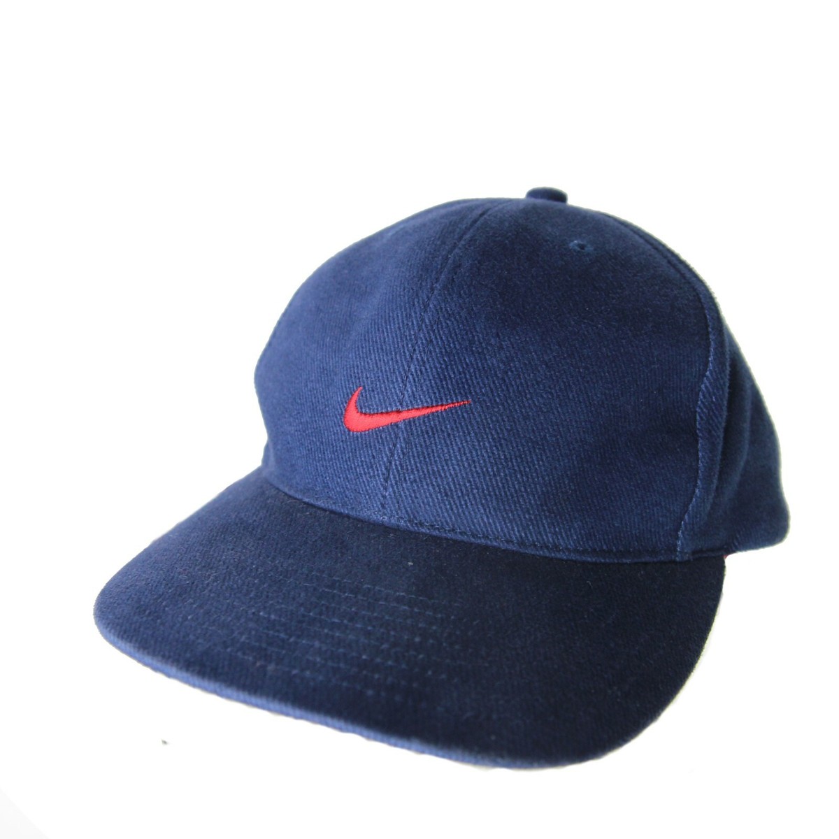 Vintage Nike Small Swoosh Velcro Back Cap Dad Hat 90s Black Tag