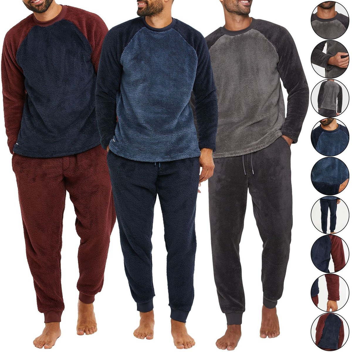 Threadbare Mens Borg Pyjama Set Loungewear Teddy Sherpa Fleece PJ
