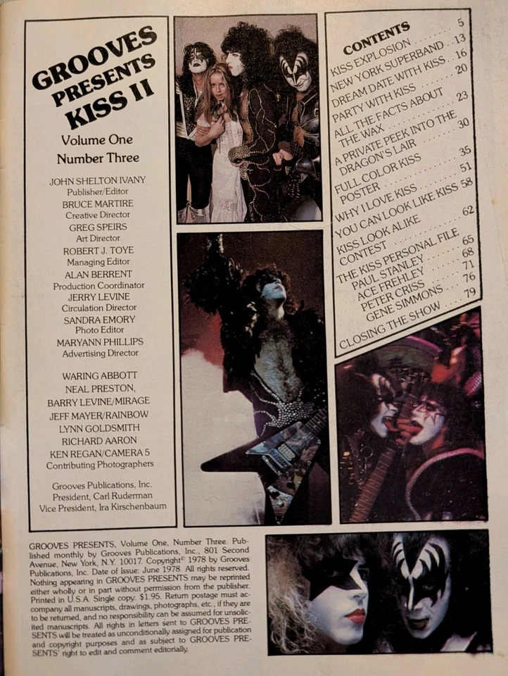 Grooves Magazine June 1978 KISS II All KISS Poster Intact Beautiful  - Image 3 of 4