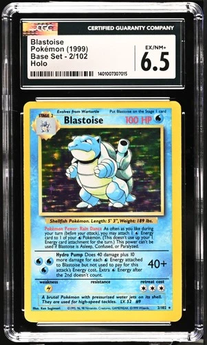 1999 Pokemon Blastoise Base Set Unlimited 2/102 Holo CGC EX/NM6.5