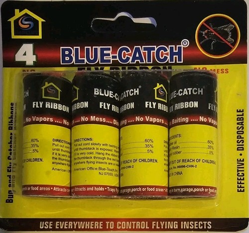 Blue-Catch Fly Ribbon No Baiting, Mess Use Everywhere Control Flying Insects 3ct