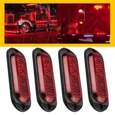 4PCS Red AUXITO 4LED Oval Side Lights Marker Clearance Indicator Lamps Universal