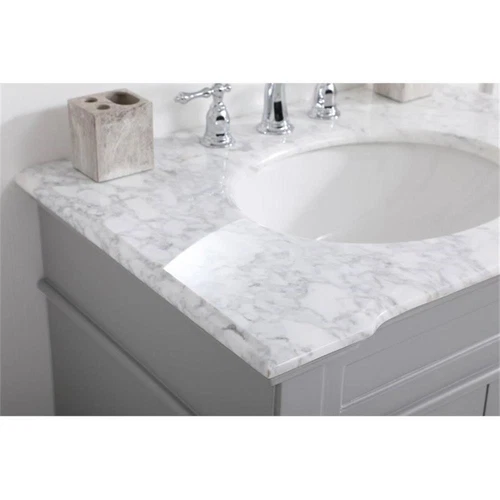 Elegant Decor Wesley 30" Steel and Solid Wood Single Bathroom Vanity Set in Gray - Picture 4 of 8