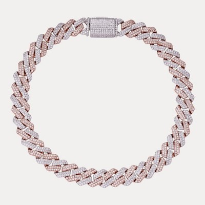 8mm Moissanite Cuban Prong Armband - 925 Sterling Silber oder 14k Gold/Rose/Schwarz
