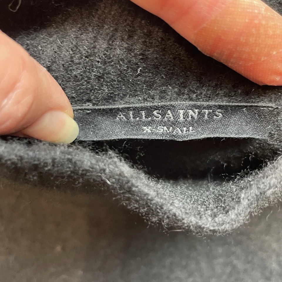 Suéter AllSaints Asha Cuello Simulado Para Mujer XS Negro Mezcla de Lana Recortado Sobredimensionado Cuadrado Foto 4 de 4