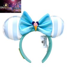 Disney.Loungefly Beach Club Resort Ice Cream Bow Minnie Mouse Ear Blue Headband