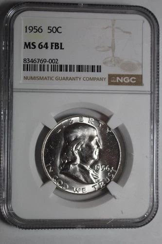 1956 Franklin Half Dollar NGC MS64 FBL #002