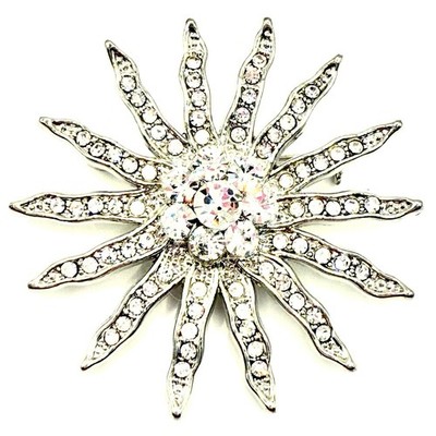 Vtg Silvertone Brooch LG Sun Celestial Multi Faceted RS Crystals Brilliant V