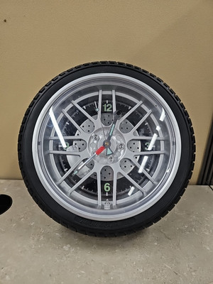 Sterling & Noble Tire Clock 11'' Man Cave NASCAR Fan Mechanic Shop Automotive Car