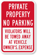 No Parking Sign Private Property Weatherproof Aluminum 8x12 Metal Sign