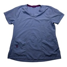 Carhartt Force Scrub Top Women's Large V Neck Pockets Workwear Blue Purple