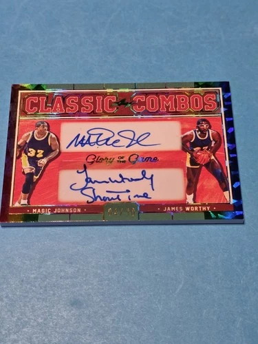 MAGIC JOHNSON James Worthy 2025 Leaf Glory Of The Game Inscription Auto #d 4/10